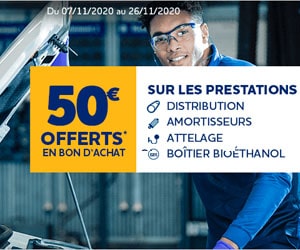 Bon plan 50€ en Bon d'Achat sur une sélection de prestations suivantes