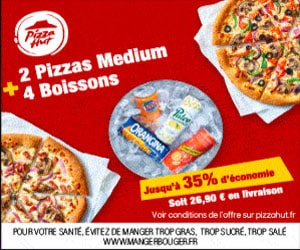 Bon plan En mai, -35% sur le menu 2 pizzas + 4 boissons sans code promo