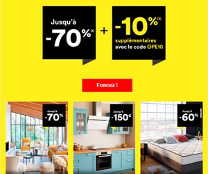 Bon plan Soldes d'hiver : Jusqu’à -70% : 3ème démarque + 10% EN PLUS avec code promo