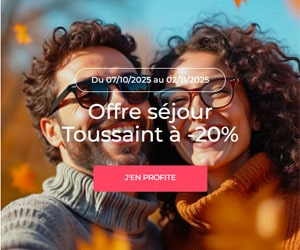 Deal Vacances de la Toussaint, CODE PROMO -20% + Annulation gratuite jusqu'à 14h le jour de votre arrivée