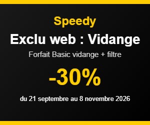 Deal Exclu web Speedy : -30% sur la vidange forfait Basic (vidange + filtre à huile)