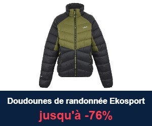 Doudounes de randonnée en promo chez Ekosport : jusqu'à -76% + 20% supplémentaires avec un code promo