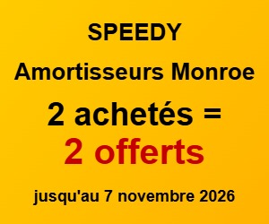 Amortisseurs chez Speedy : 2 amortisseurs Monroe achetés = 2 offerts