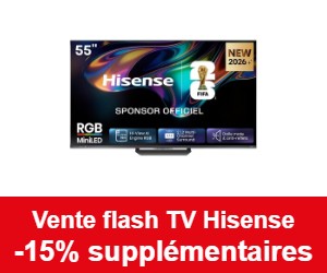 Vente flash TV Hisense chez Darty : -15% supplémentaires sur une sélection de TV Mini LED